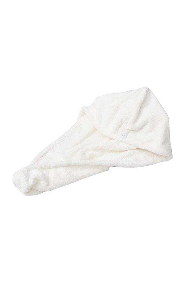 Hair Towel Wrap With Button White 16x3x12cm