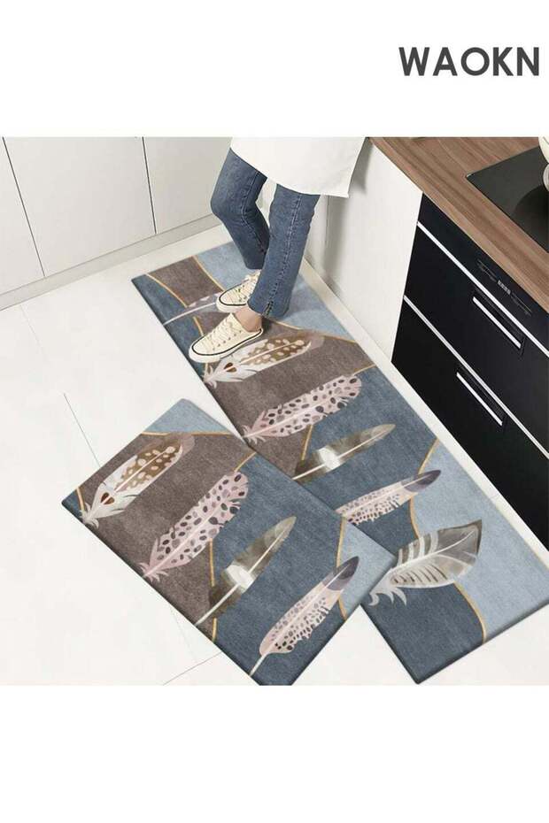 2-Piece Super absorbent soft non-slip quick drying Kitchen Floor Mat Set , Graphene material floor
