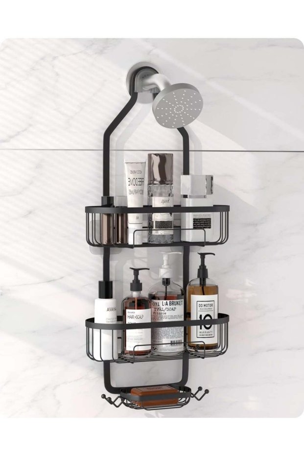 Hanging Shower Caddy Organizer Shelf, Rustproof Bathroom Shelf Over Shower Head with Hooks,No Drill