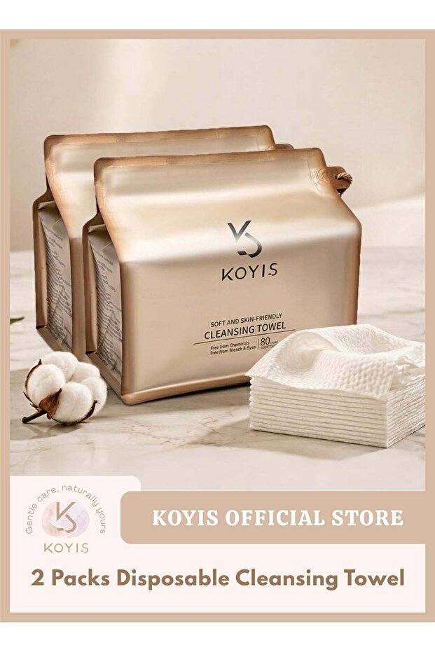 KOYIS Disposable Face Towels, Thick Pearl-Textured Facial Towels, Plant-Based Lint-Free Dry Wipes f
