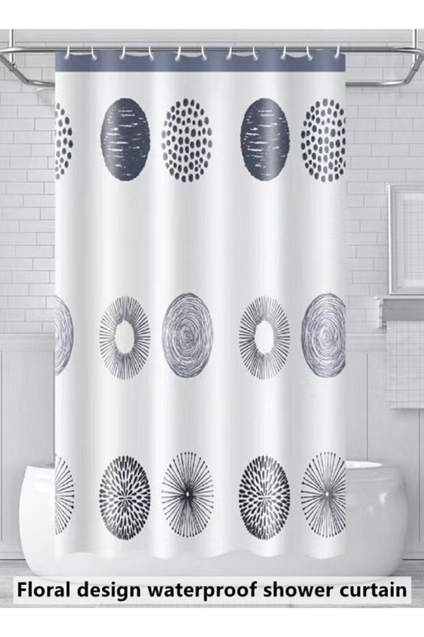 1-Piece Waterproof PEVA Shower Curtains with Pattern Multicolor 180 x 180 Centimeter