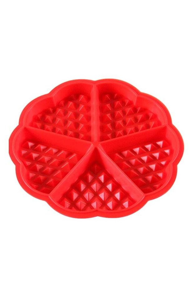 Silicone Heart Shape Waffles Pancake Baking Mould Red