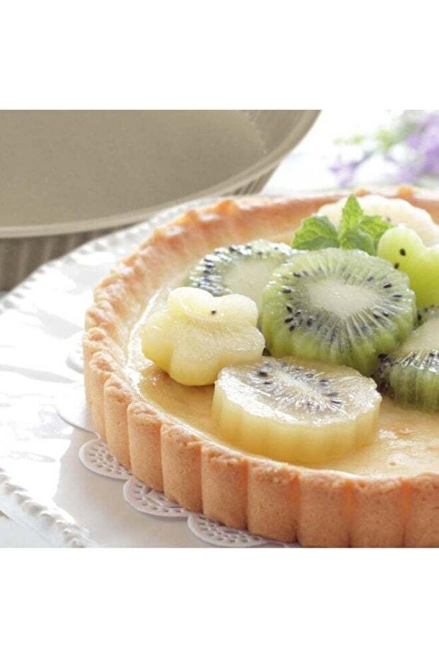 Guardini, 4 Tart Moulds with Non-Stick Carnauba Wax Coating , Diameter 12 cm, Green/Beige
