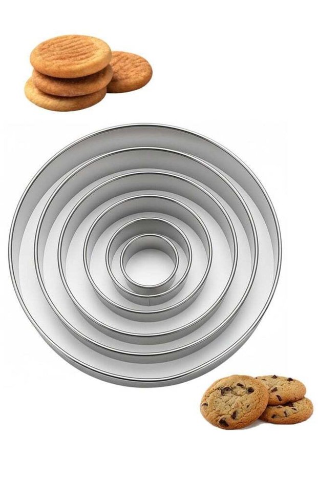 6 Piece Stainless Steel Round Pastry Cutter Set, Large Small Circle Biscuit Cutters for Scones, Don