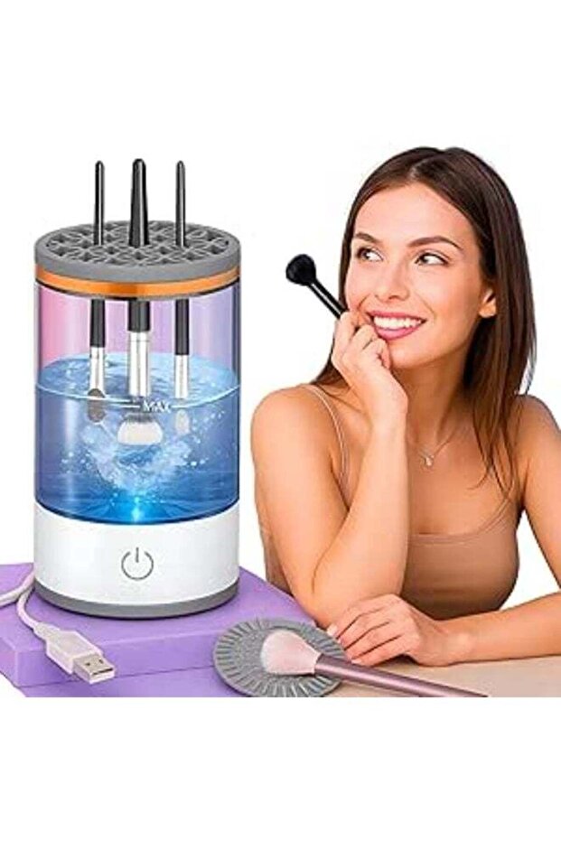 Electric Makeup Brush Cleaner Machine, Automatic Spinning Cosmetic Brush Cleaning Device for Quick