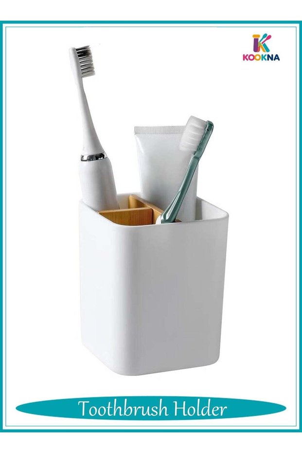 Toothbrush Holder for Bathroom, 3 Slot Bamboo Toothpaste Organizer, Electric Toothbrush Holder, Mod