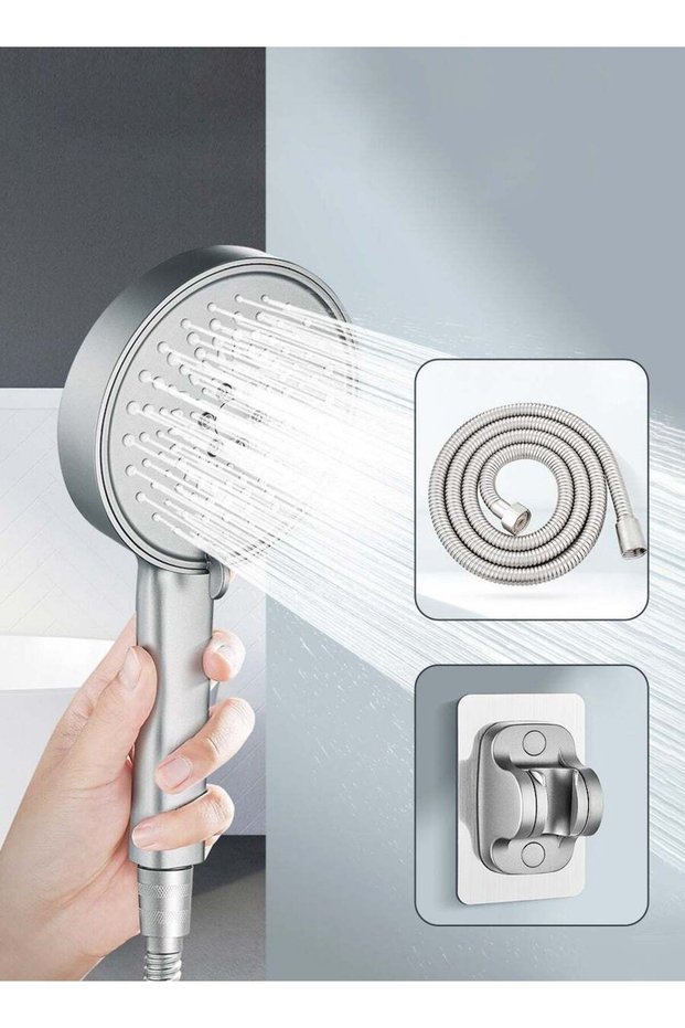 High-pressure Shower Head Set, Water-saving Hand Shower, 5 Jet Types, Handheld, For Bath and Spa Co