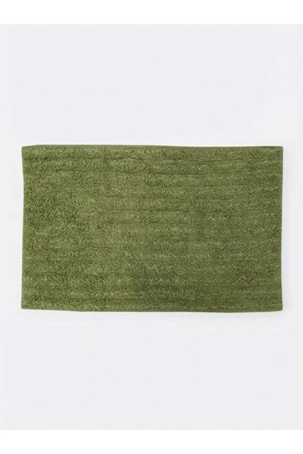 100% Cotton 50 x 80 cm Sage Green Stripes Tufted Bathmat with Non Slip Anti Skid Spray Backing Wate