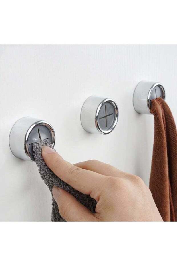 3 PCS Innovative Adhesive Towel Hooks, No Drill Wall Mount Strong Stick-on Hooks for Kitchen Bathro
