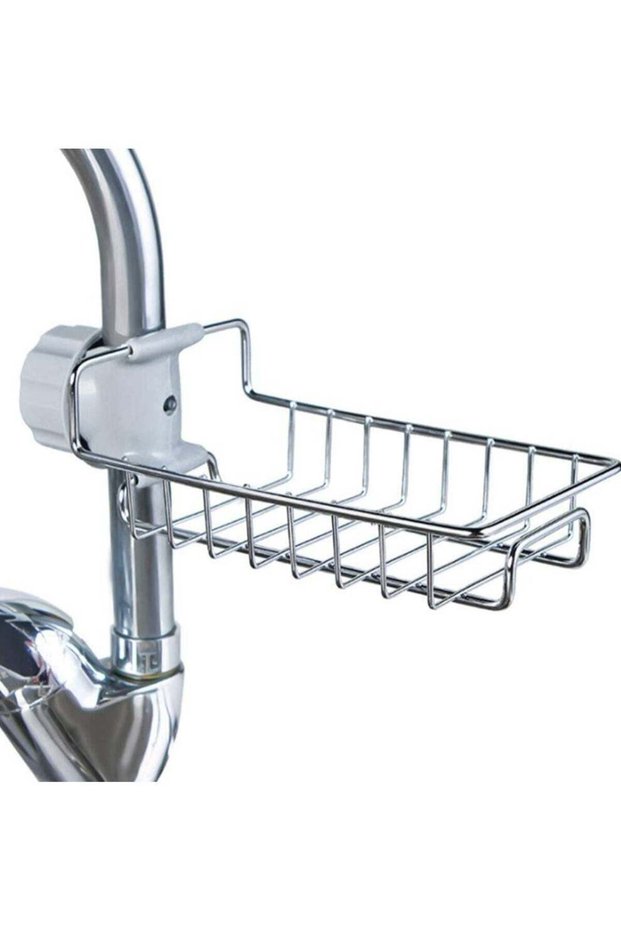 Sink Caddy Sponge Holder, Single Layer Stainless Steel Faucet Storage Rack, Kitchen Organizer for D