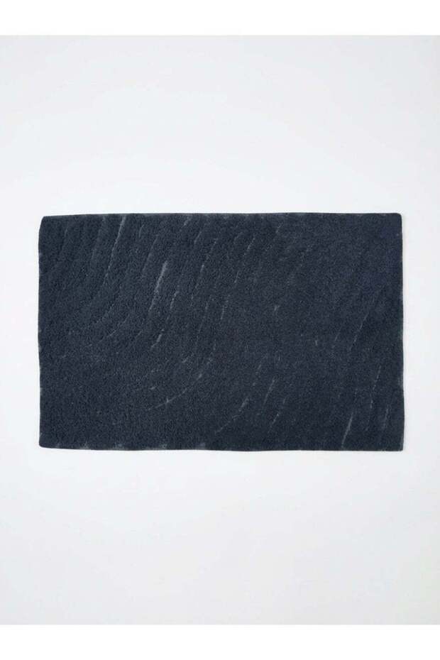 50 x 80 cm Pure Cotton Sand Tufted Bathmat in Navy Blue, Absorbent Quick Drying Non Slip bath mat w
