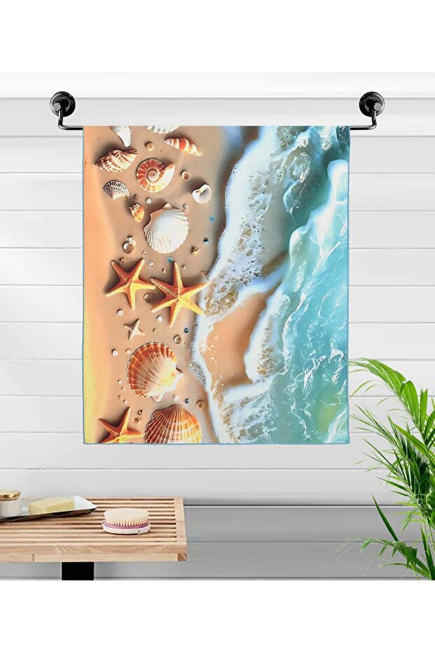 Premium 3D Printed Microfiber Beach Towel – Vivid Ocean Shell & Starfish Design – Large, Ultra-Abso