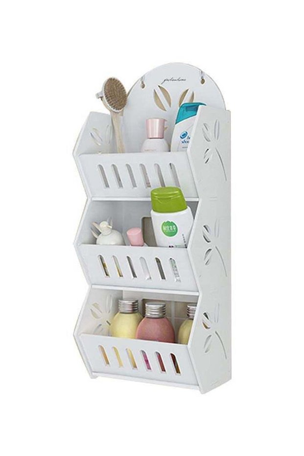 Wall Mounted Bathroom Organizer Storage Rack White 15.5x12x47cm