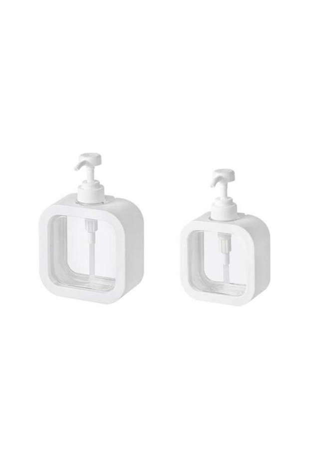 2 Pack White Plastic Liquid Soap Dispenser 300ml & 500ml, Refillable Shampoo Shower Gel Dishwashing
