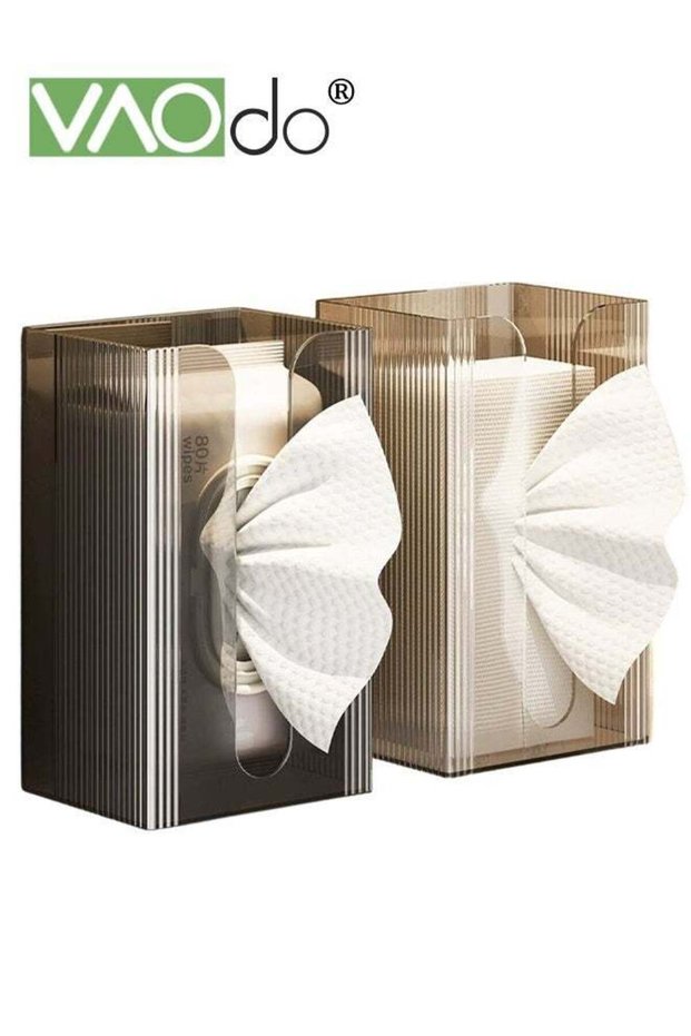 2PCS U-Shaped Tissue Box Holder Wall Mounted, Damage-Free Adhesive Clear Tissue Box Holder,Super Lo