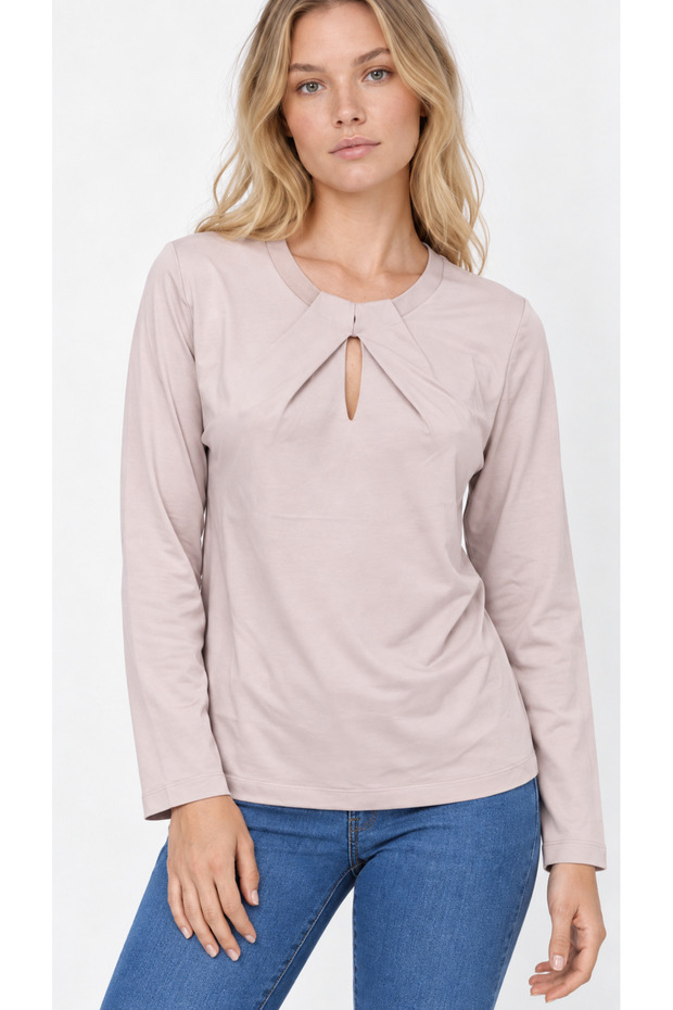 Women's Pleated Collar Seasonal Mercerized Knitwear Blouse