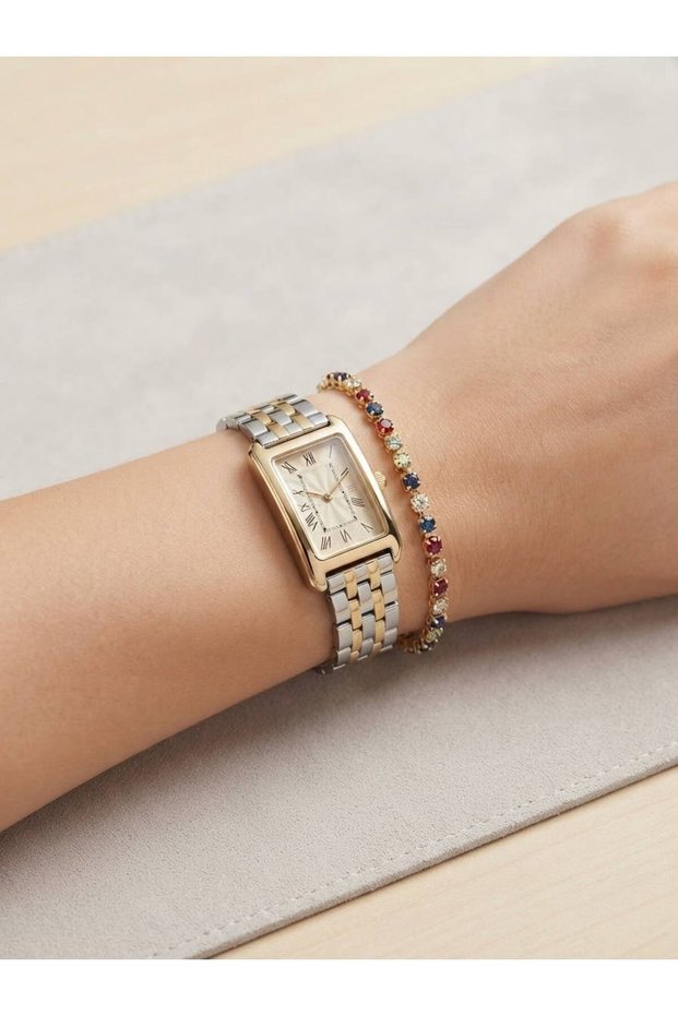 Roman Numeral Colorful Dial Women Wristwatch Bracelet Gift Stylish Watch Frn43