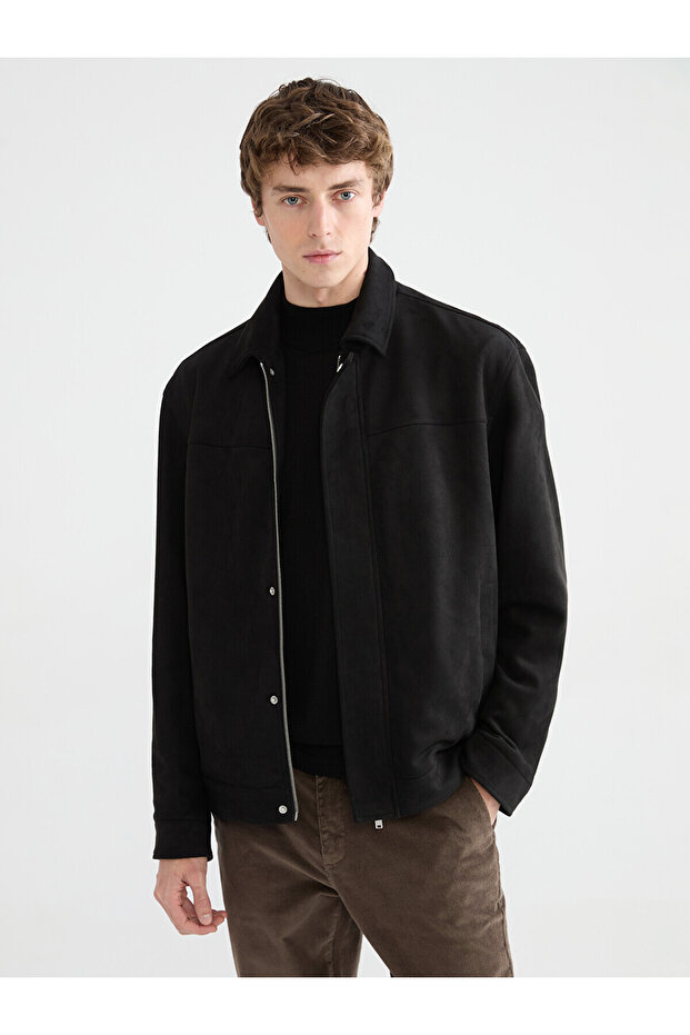Vizyon New Season Shirt Collar Suede Look Men's Jacket