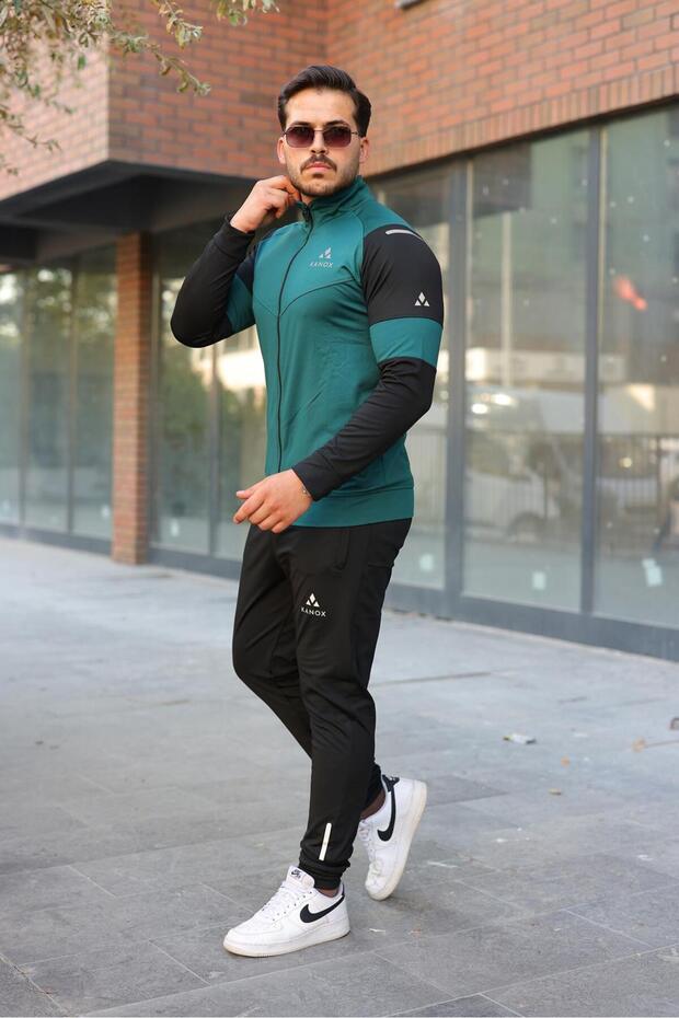 New Season Men's Tracksuit Set, Green Printed