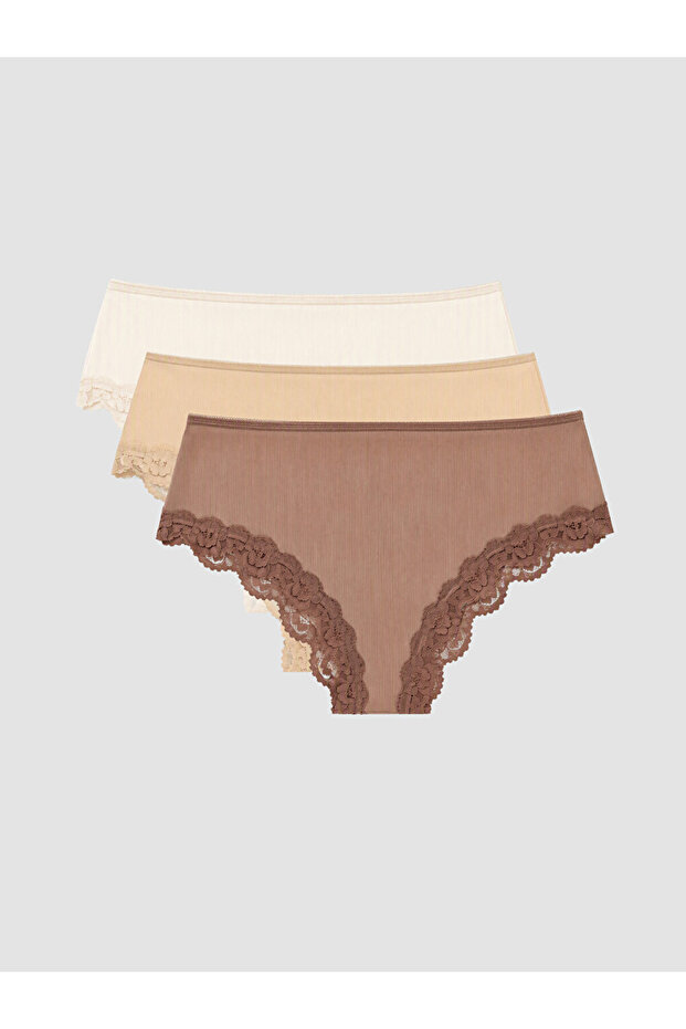Esvab • Modern & Distinctive Lace Detailed Bikini Panties 3-Pack