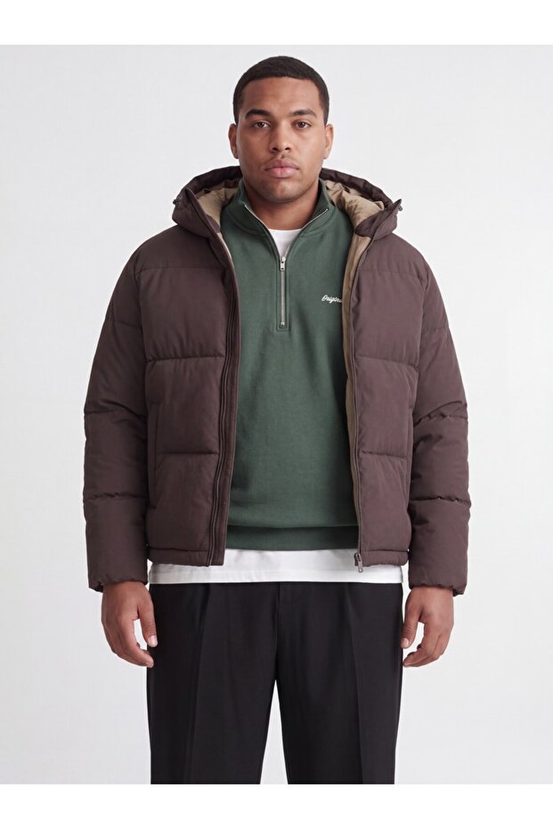 Jack Jones Jjgalaxy Puffer Jacket Pls Men's Brown Plus Size Coat