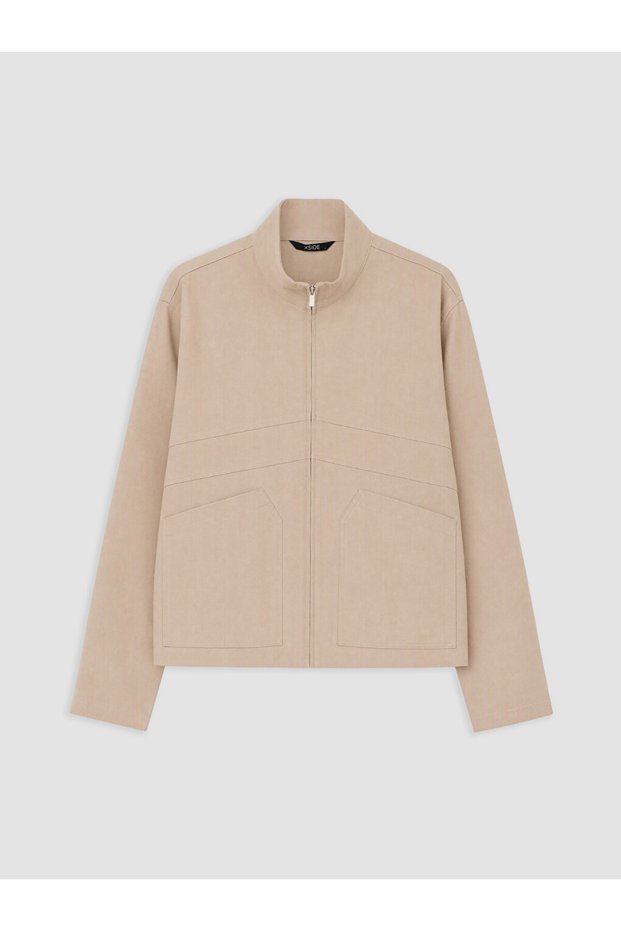 Peak New Season Beige Loose Fit Gabardine Men's Jacket.