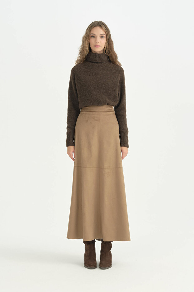 Suede Skirt - Camel