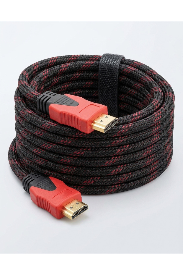 4K Ultra Hd Braided HDMI Cable - Yellow Tip, High Speed (Red Black Mesh)