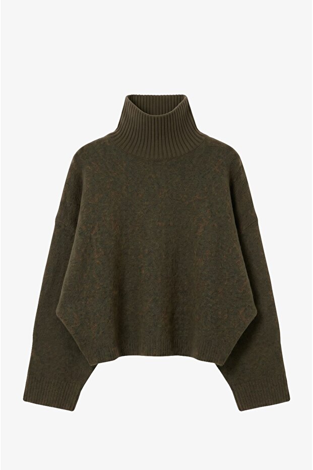 Khaki Bat Sleeve Soft Textured Sweater