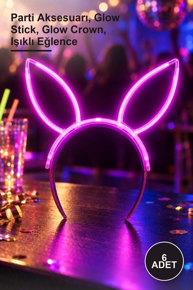 6 Pieces of Glow-In-The-Dark Crown – Party Accessory, Glow Stick, Glow Crown, Light-Up Entertainment