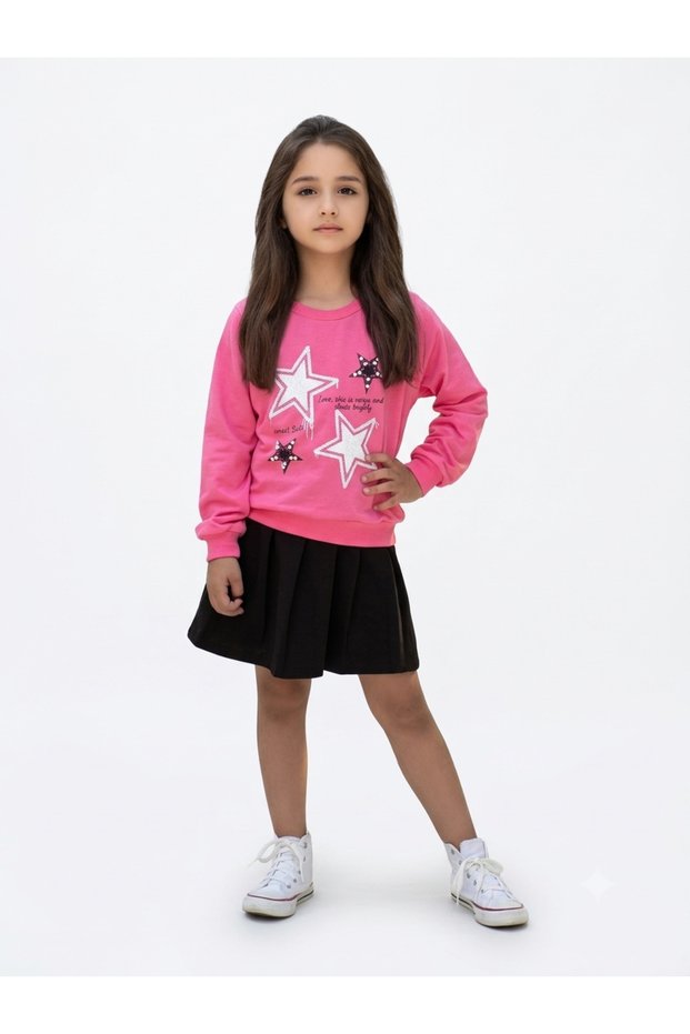 Girl's 2-Piece Set with Star Embroidered Skirt