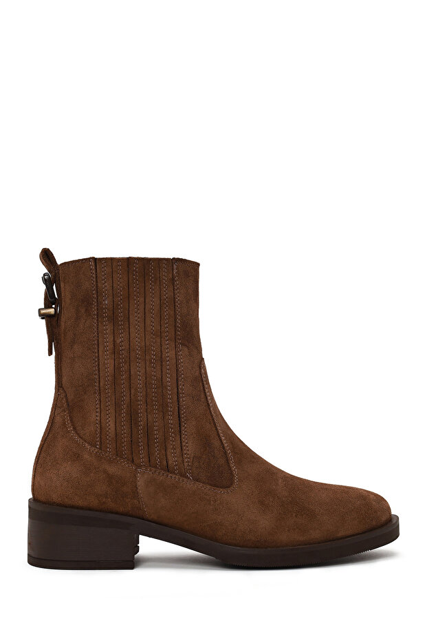 Women's Tan Buckle Suede Leather Chelsea Boots Wf180029Ds