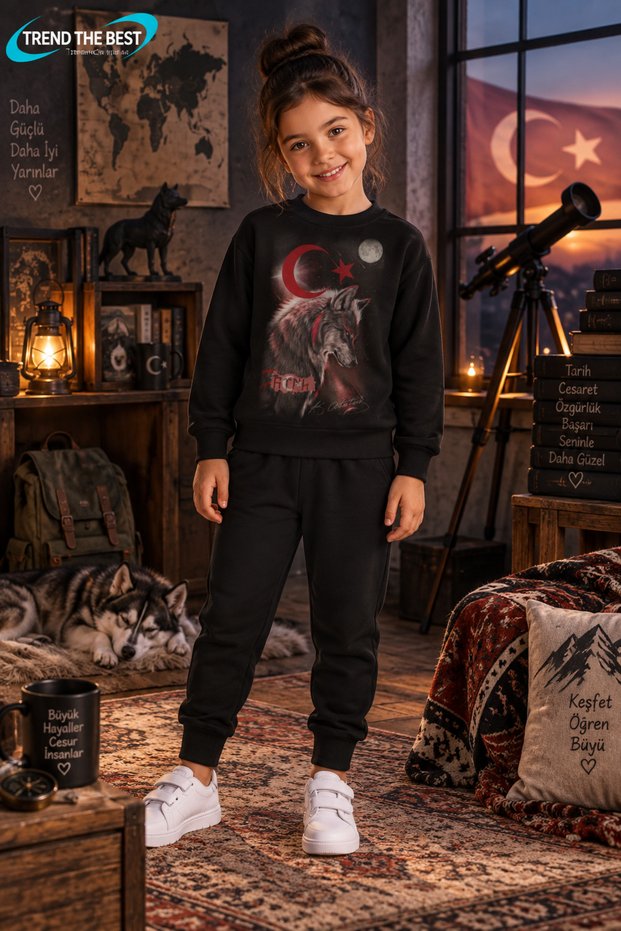 Winter Unisex Black Tracksuit, Black Sweat Top and Bottom Set