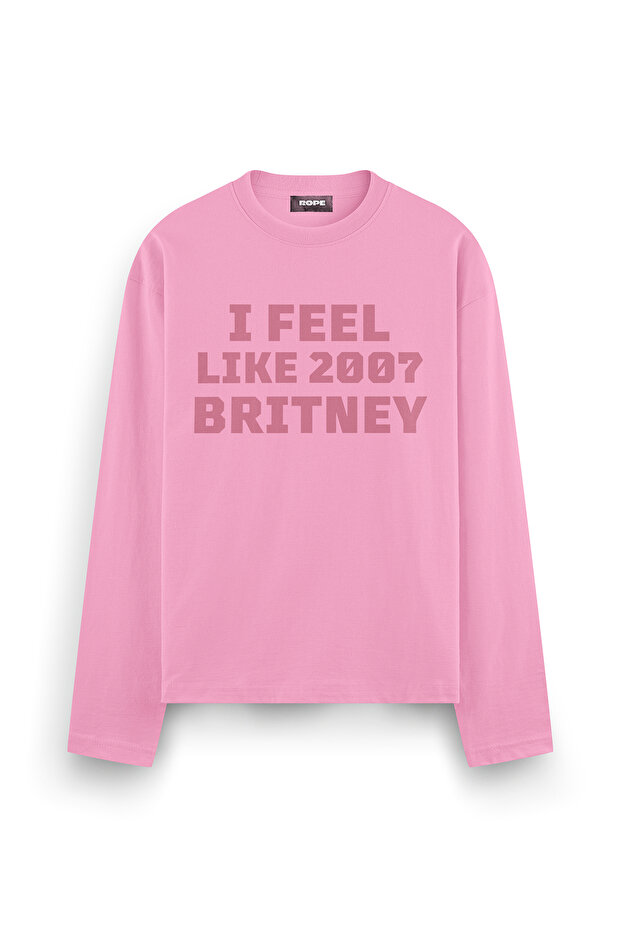 Britney 2007 Printed Long Sleeve Oversize Fit T-Shirt Pink