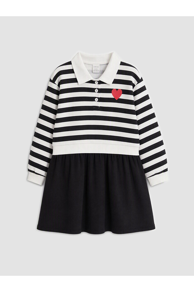 Alita City Lcw Kids Ecru 3 Thread Striped Girls' Dress with a Difference