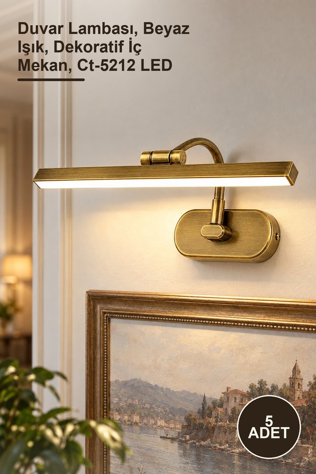 5 Pieces Ct-5212Eb Swan Sconce 7W Antique Metal Pc Diffuser – Wall Lamp, White Light, Decorative Indoor, Ct-5212 Led