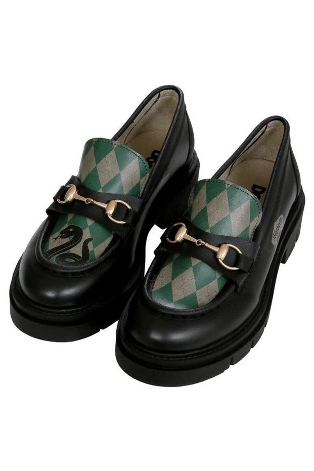 Women's Vegan Leather Black Loafer - Warner Bros Harry Potter House of Slytherin Design