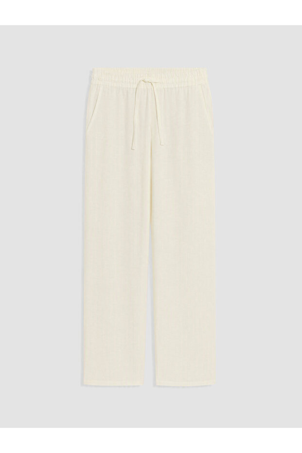 Vizyon New Season White Regular Fit Linen Look Men's Trousers