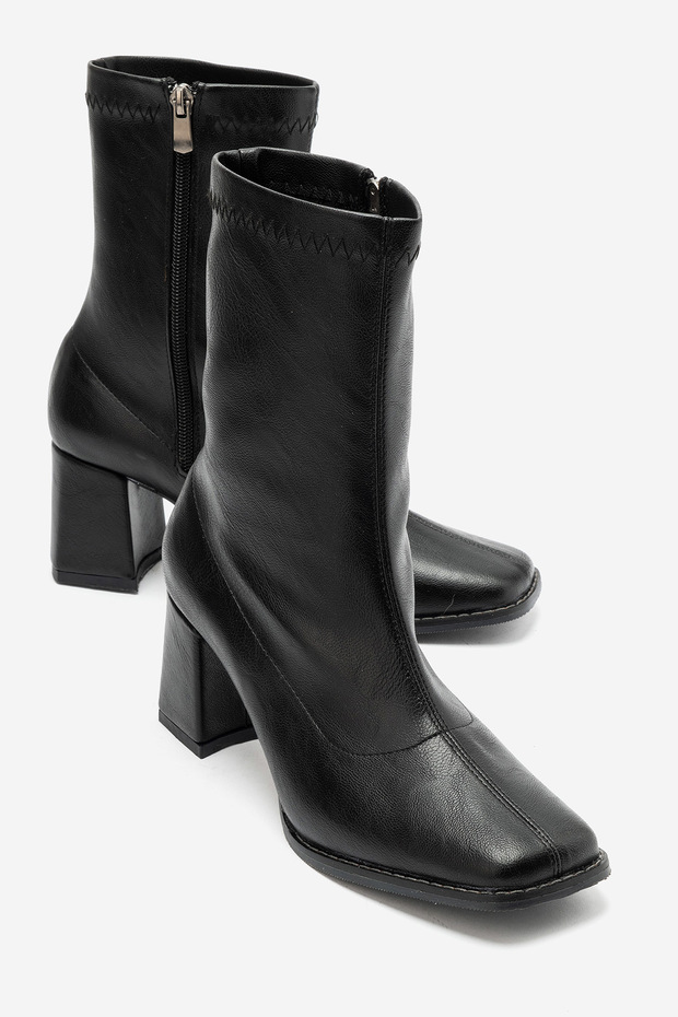 James Women's Black Faux Leather Stretch Zipper Boots