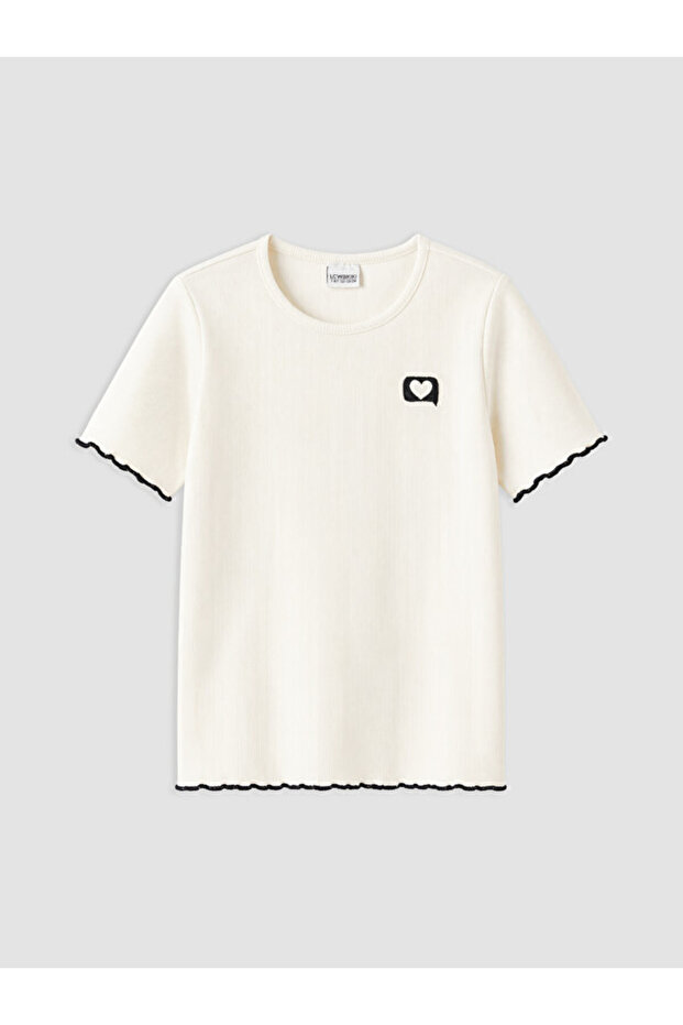 Crew Neck Embroidered Girl's T-Shirt
