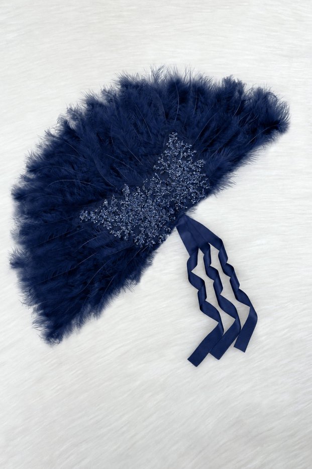 Navy Blue Bridal Fan, Sparkling Vip Pine Lace Henna Bachelorette Party Bridesmaid Circumcision Wedding Promise Engagement