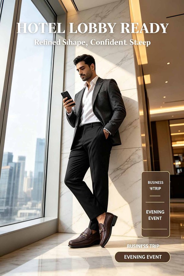 أحذية جلدية بأسلوب تنفيذي - تصميم أنيق ودعم مرن للقدم