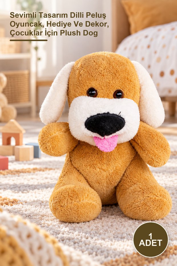 1 Piece Plush Toy Dog – Cute Design Plush Toy with a Tongue, Gift and Decoration, Plush Dog for Children