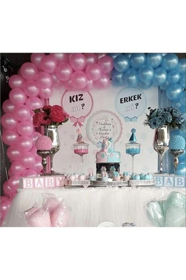 50 Pieces Gender Reveal Party Balloons - Party Set - Birthday Decorations - Birthday Concept - Balloon Chain