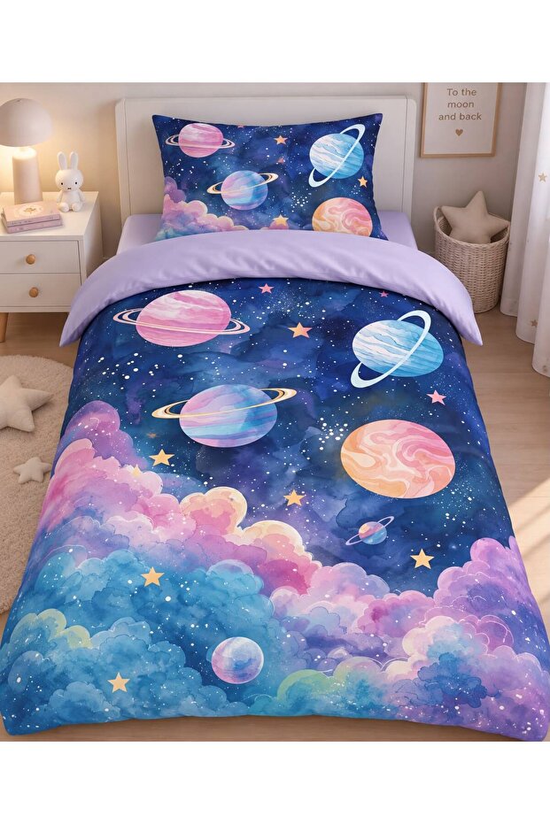 Space, Galaxy, Astronaut Themed, Single Duvet Cover Set (Without Sheets)