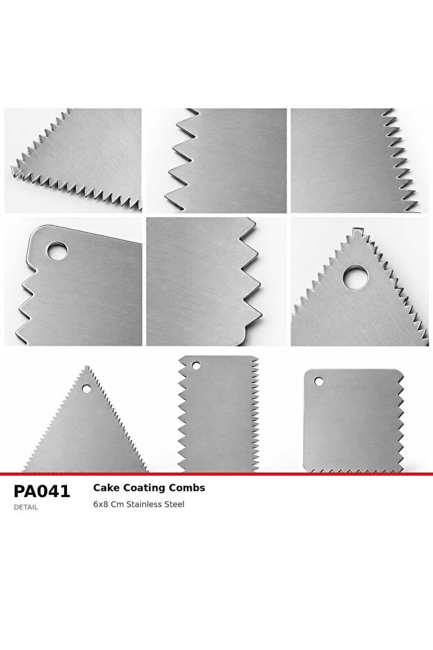 Metal Cake Decorating Comb, Cake Smoothing Comb Rectangular - 3 Pieces