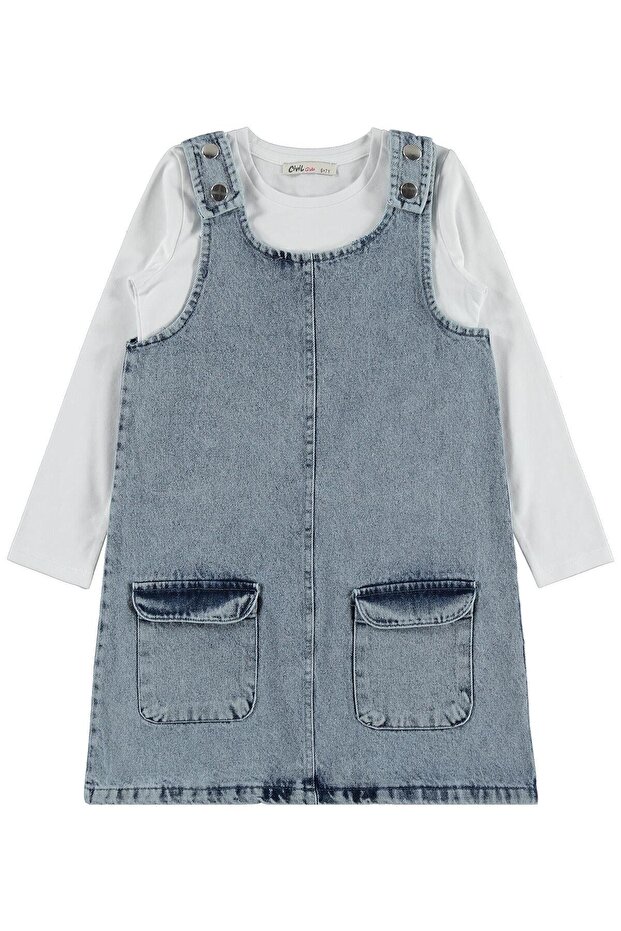 Long Sleeve T-Shirt Dress for 6-9 Years Old - Blue