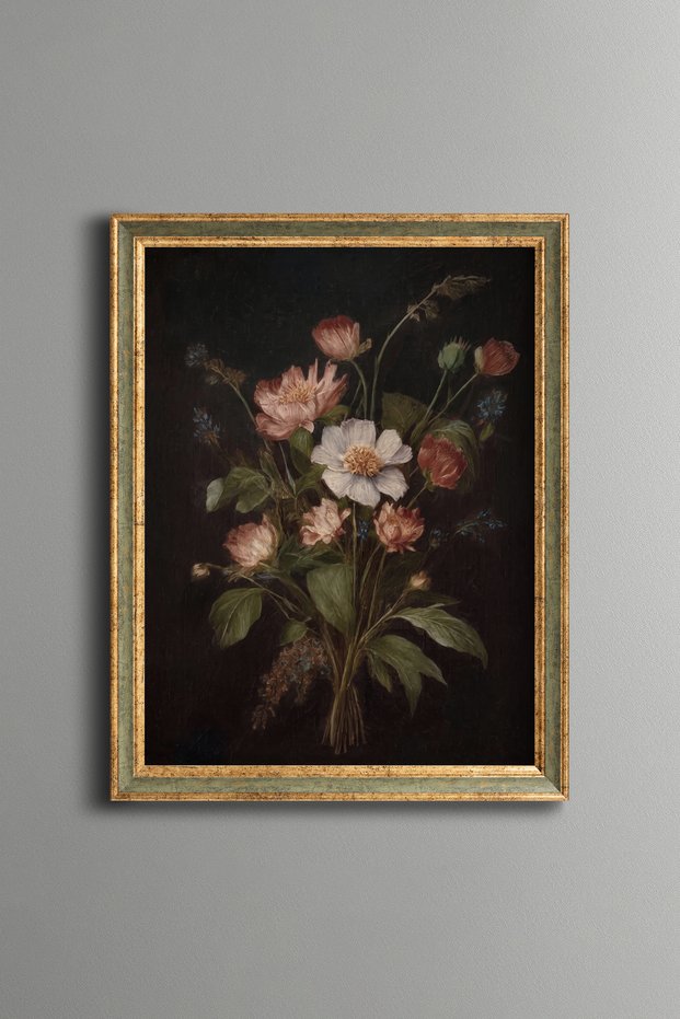 Pastel Wildflower Bouquet - Vintage Patterned Painting - Fine Model
