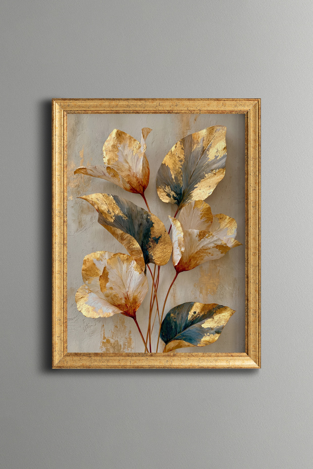 Golden Ginkgo Leaves - Vintage Patterned Painting - Fine Model