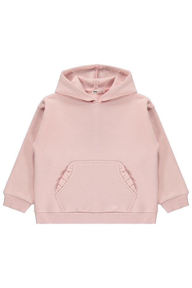 Civil Girls' Ruffle Sweatshirt with Kangaroo Pockets | 3 Thread Long Arm | School Nursery and Daily Use - Pink